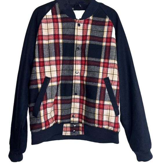 Wesc Tartan Plaid Wool Blend Lightly Padded Jacket EUC Mens Size Large - Picture 1 of 13